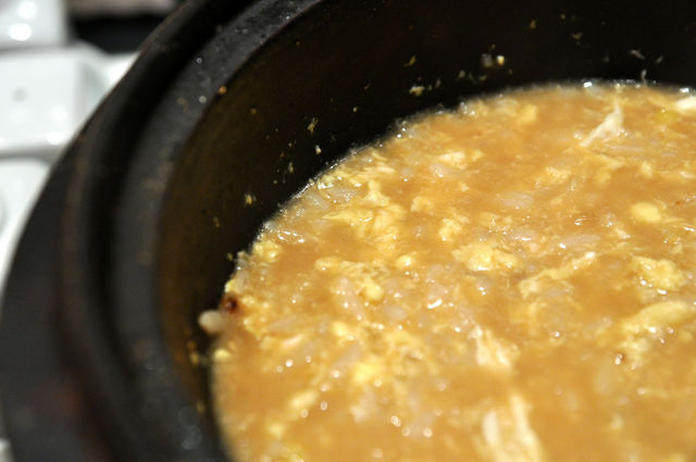日式蓋飯－北海道石狩鍋剩下來的湯做成稀飯了